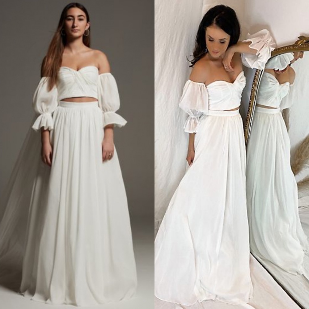 White by Vera Wang Two Piece Pleated Wedding Set in Size 2 - NWT